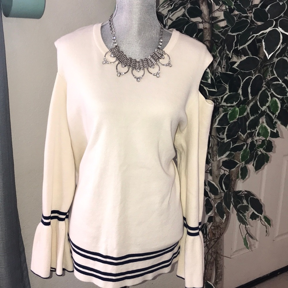 Cream cold shoulder sweater